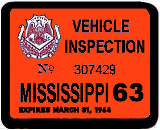 (image for) 1963 Mississippi Inspection sticker
